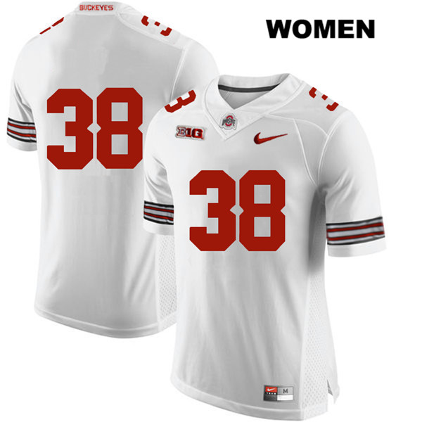 Ohio State Buckeyes Women's Javontae Jean-Baptiste #38 White Authentic Nike No Name College NCAA Stitched Football Jersey KE19Z38SF
